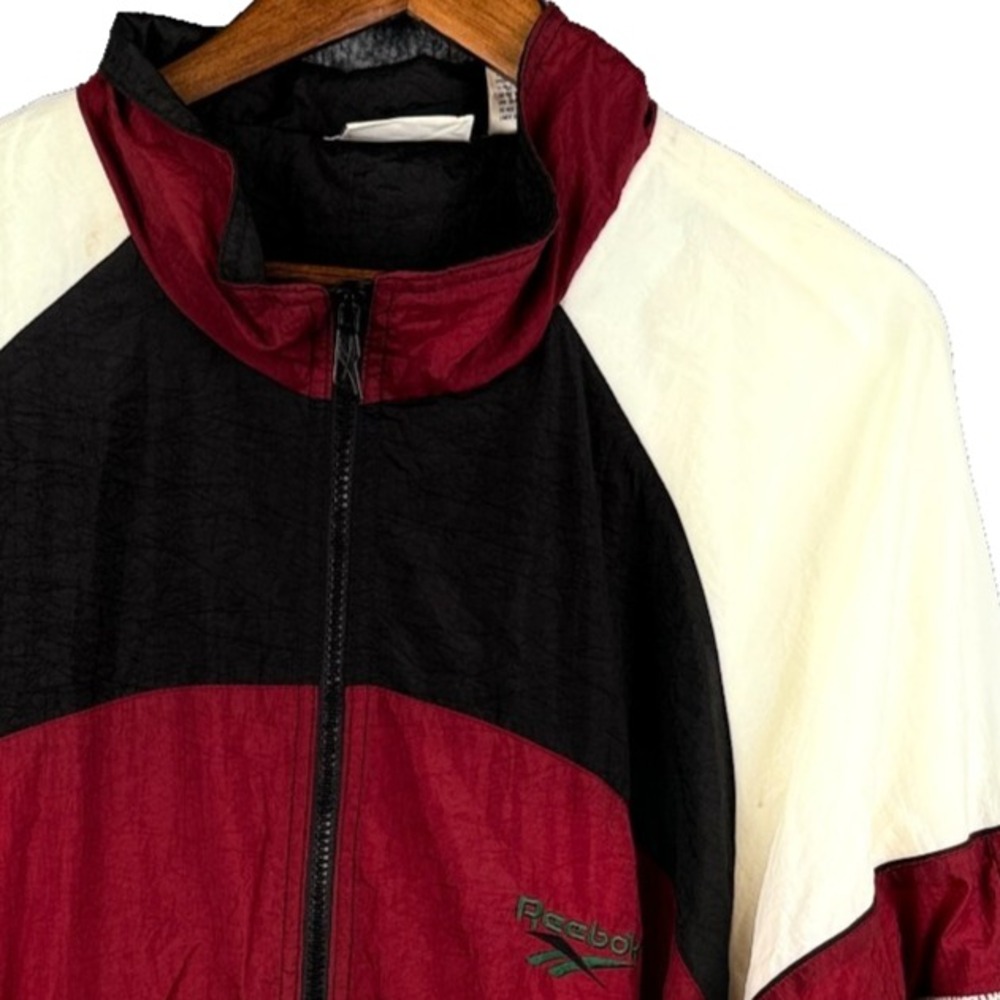 Reebok Vintage 90s Windbreaker Jacket Nylon Colorblock Swoosh Logo 2XLT Black